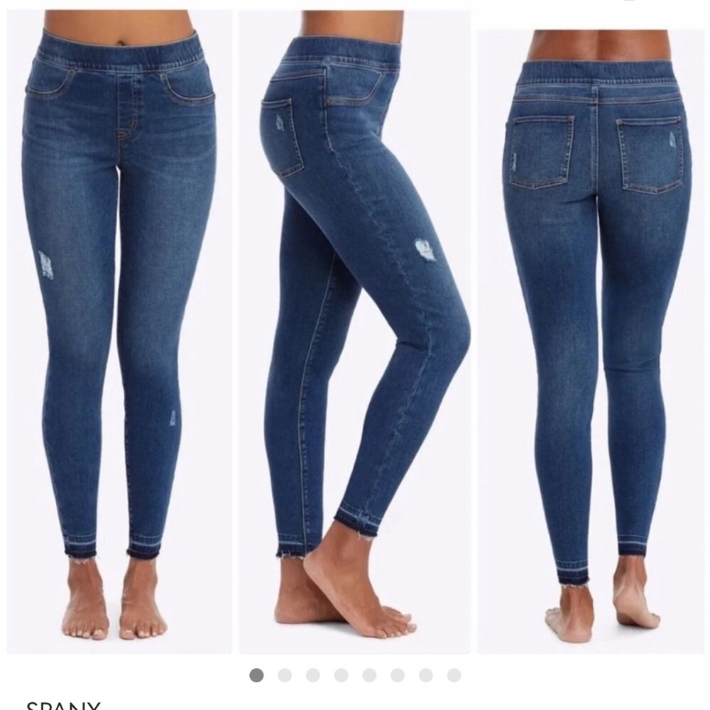 Spanx Distressed Ankle Skinny Pull-On Jeans Size Medium